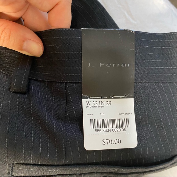 New w/ Tags J. Ferrar $70 Dress Pants Pinstripe Black Men’s Dark Charcoal Stripe - Picture 14 of 16